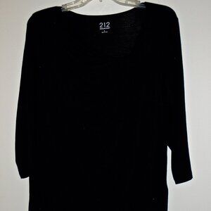 212 COLLECTION WOMEN'S BLACK 3/4 SLEEVE STRETCH PULLOVER TOP SIZE L